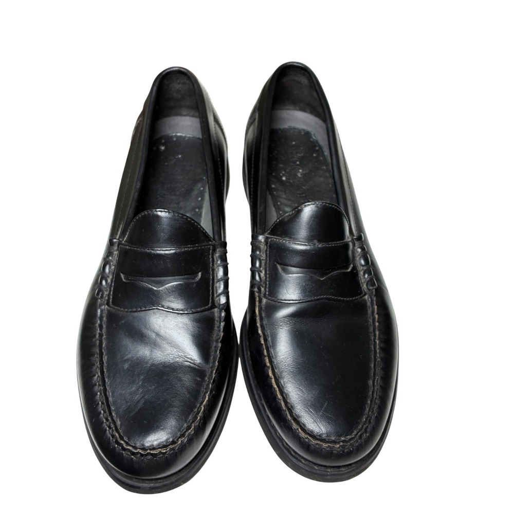 Rockport Black Leather Penny Loafers Moc Toe Vibram Sole Mens 9.5 M